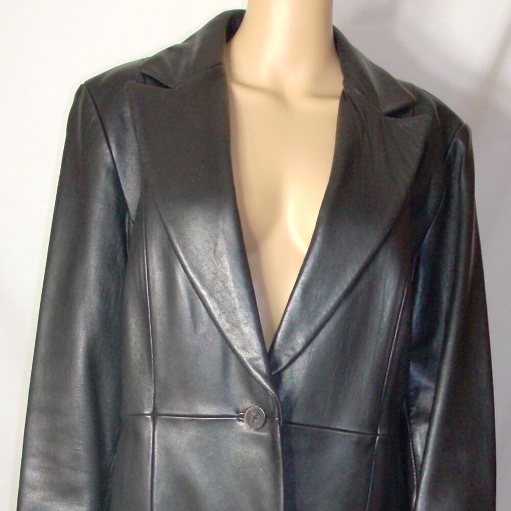 JLC New York Outerwear Buttery Leather Blazer Black Size L Vintage 90s